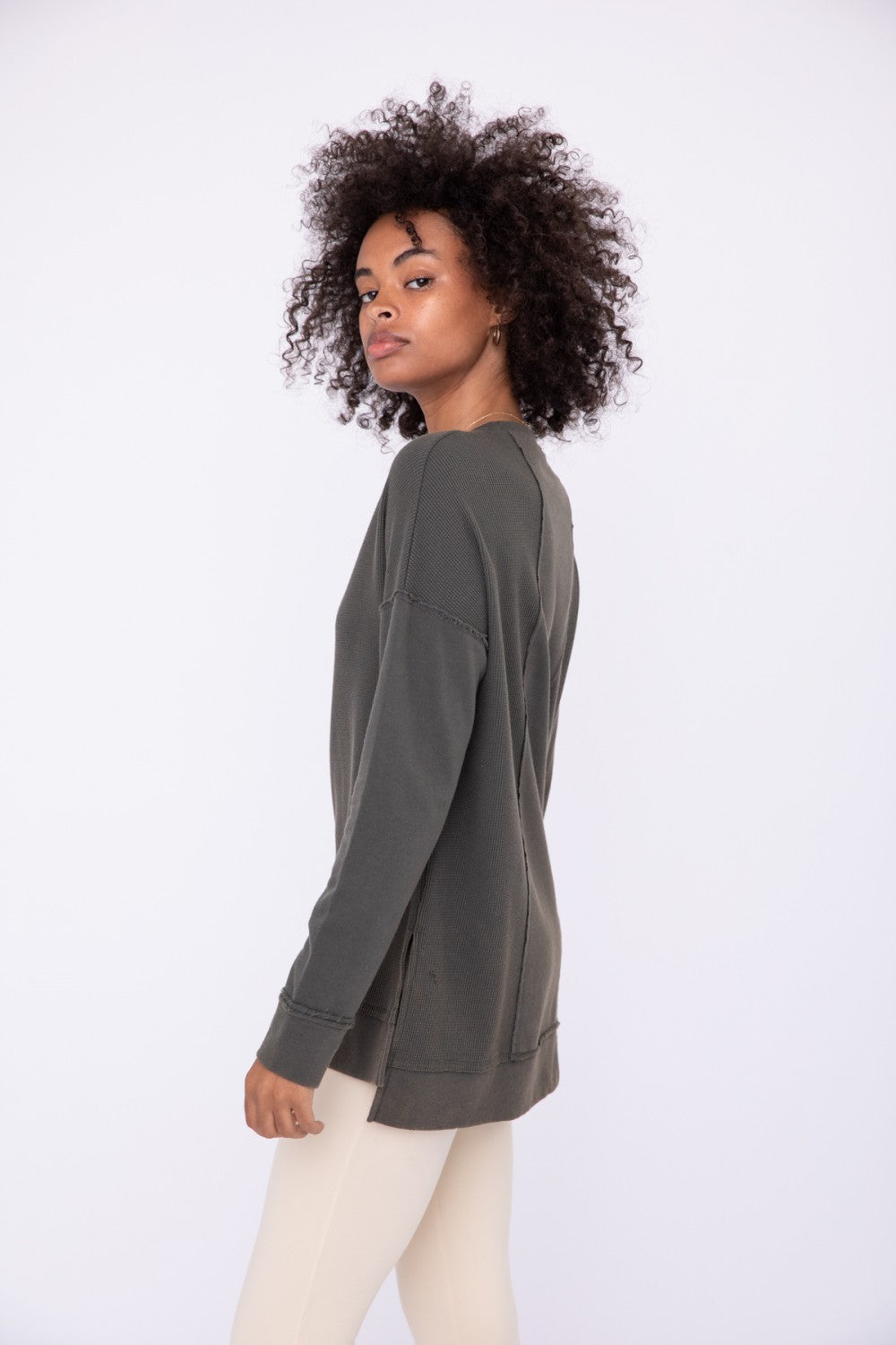 Olive Waffle Knit Pullover