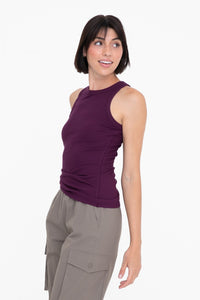 Essential Micro-Ribbed High Neck Athleisure Tank Top - Twilight