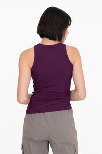 Essential Micro-Ribbed High Neck Athleisure Tank Top - Twilight