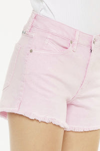Kancan Raw Hem High Waist Pink Denim Shorts
