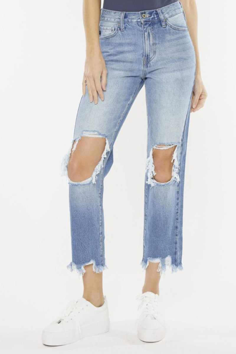 Kancan High Rise Destroyed Cropped Jeans