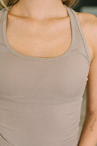 Zenana Scoop Neck Racerback Tank in Ash Mocha