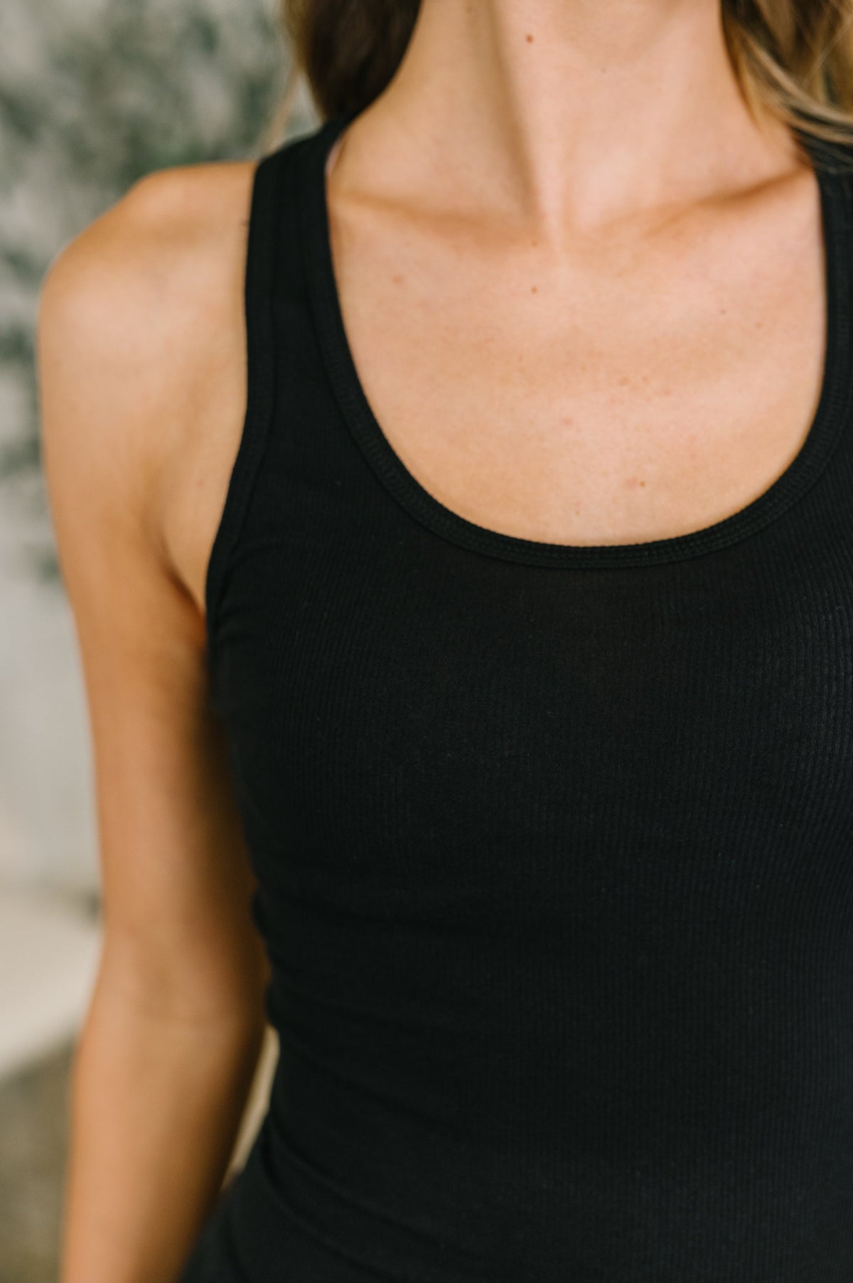 Zenana Scoop Neck Racerback Tank in Black