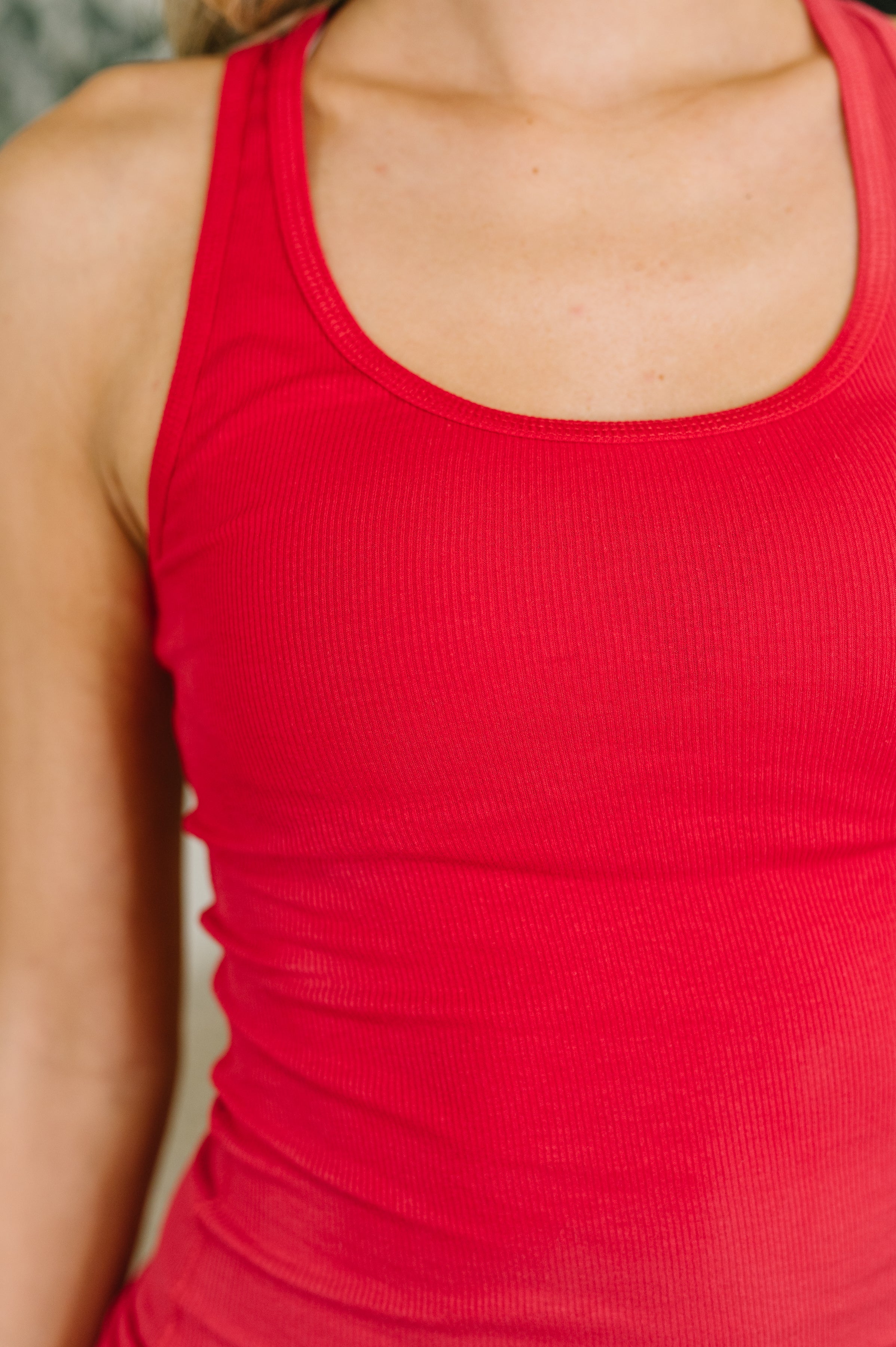 Zenana Scoop Neck Racerback Tank in Ruby Red
