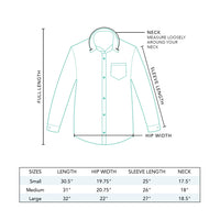 Lotus and Luna Boyfriend Button Up Size Chart