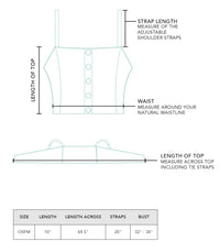 Lotus and Luna Cruisin Crop Top Size Chart