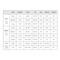 Lotus and Luna Harem Pants Size Chart