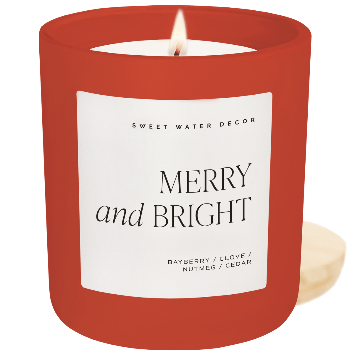Sweet Water Decor Merry and Bright Soy Candle - Red Matte Jar - 15 oz
