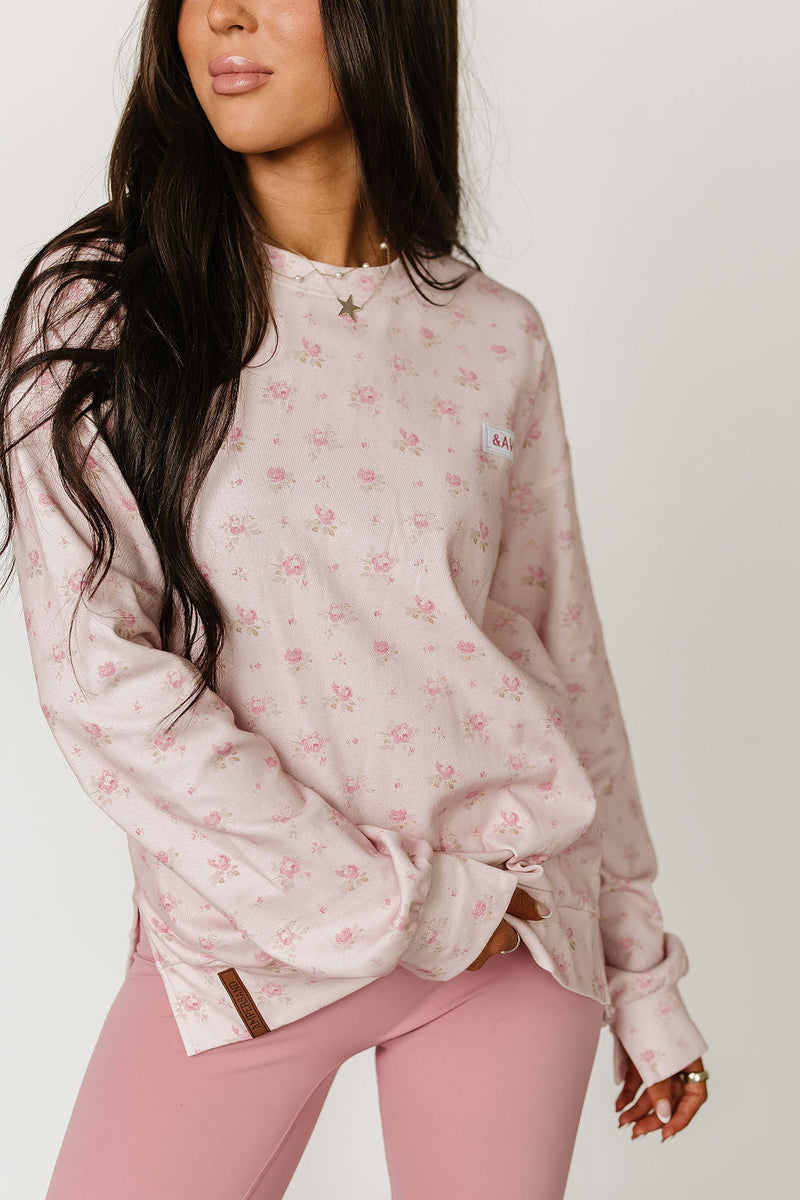 Ampersand Avenue University Side Slit Pullover - Tea Rose