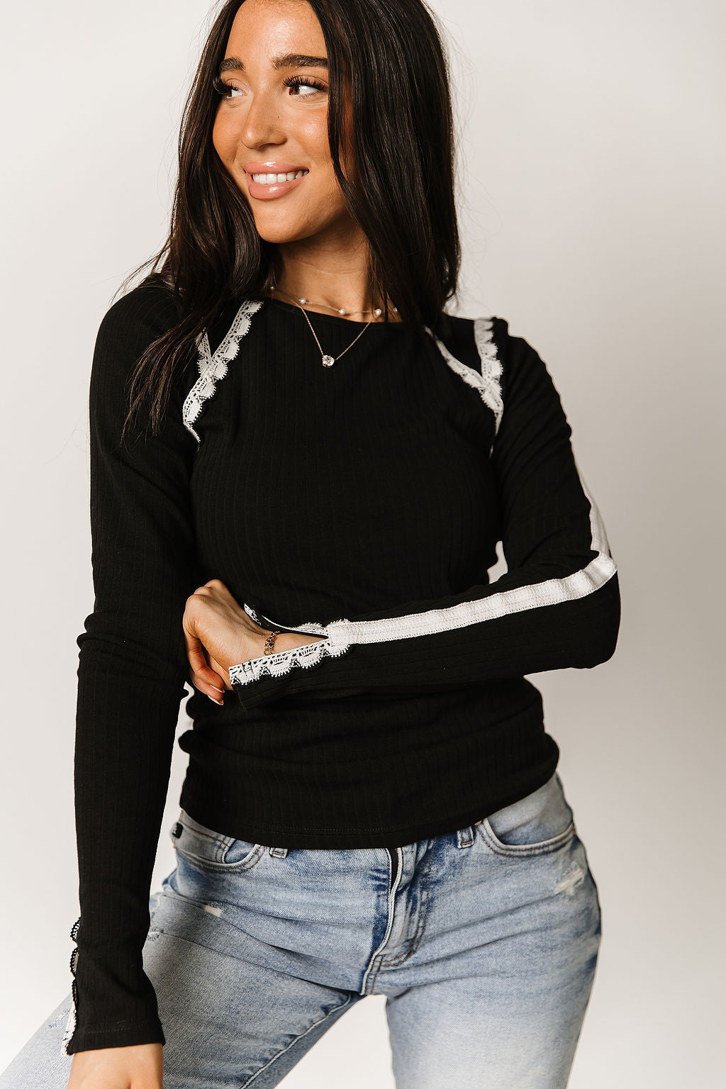 Ampersand Avenue Laced In Love Long Sleeve - Black