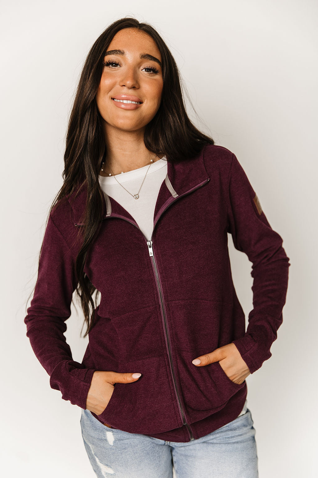 Ampersand Avenue Performance Fleece Full Zip Sweatshirt - Velvet Plum