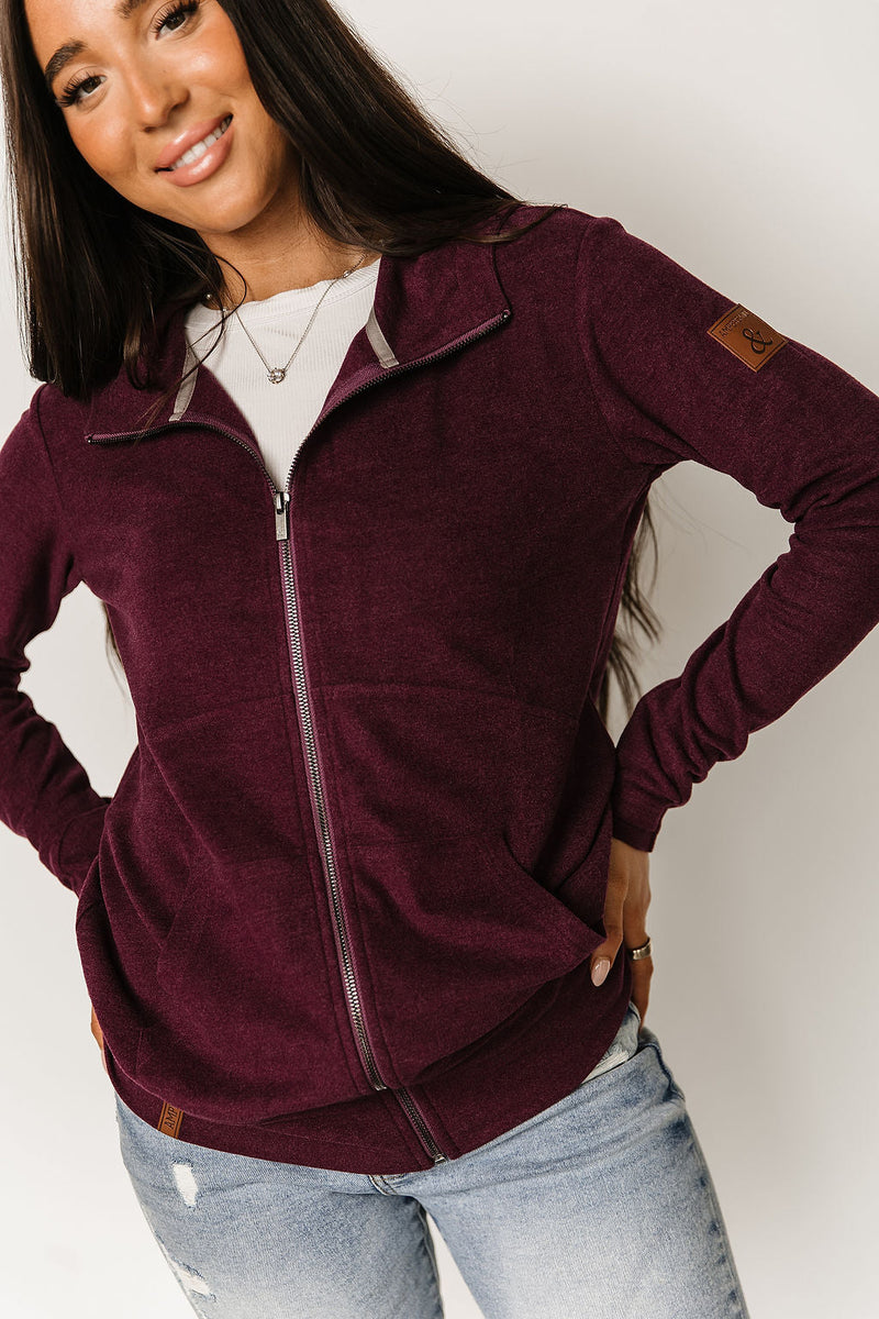 Ampersand Avenue Performance Fleece Full Zip Sweatshirt - Velvet Plum