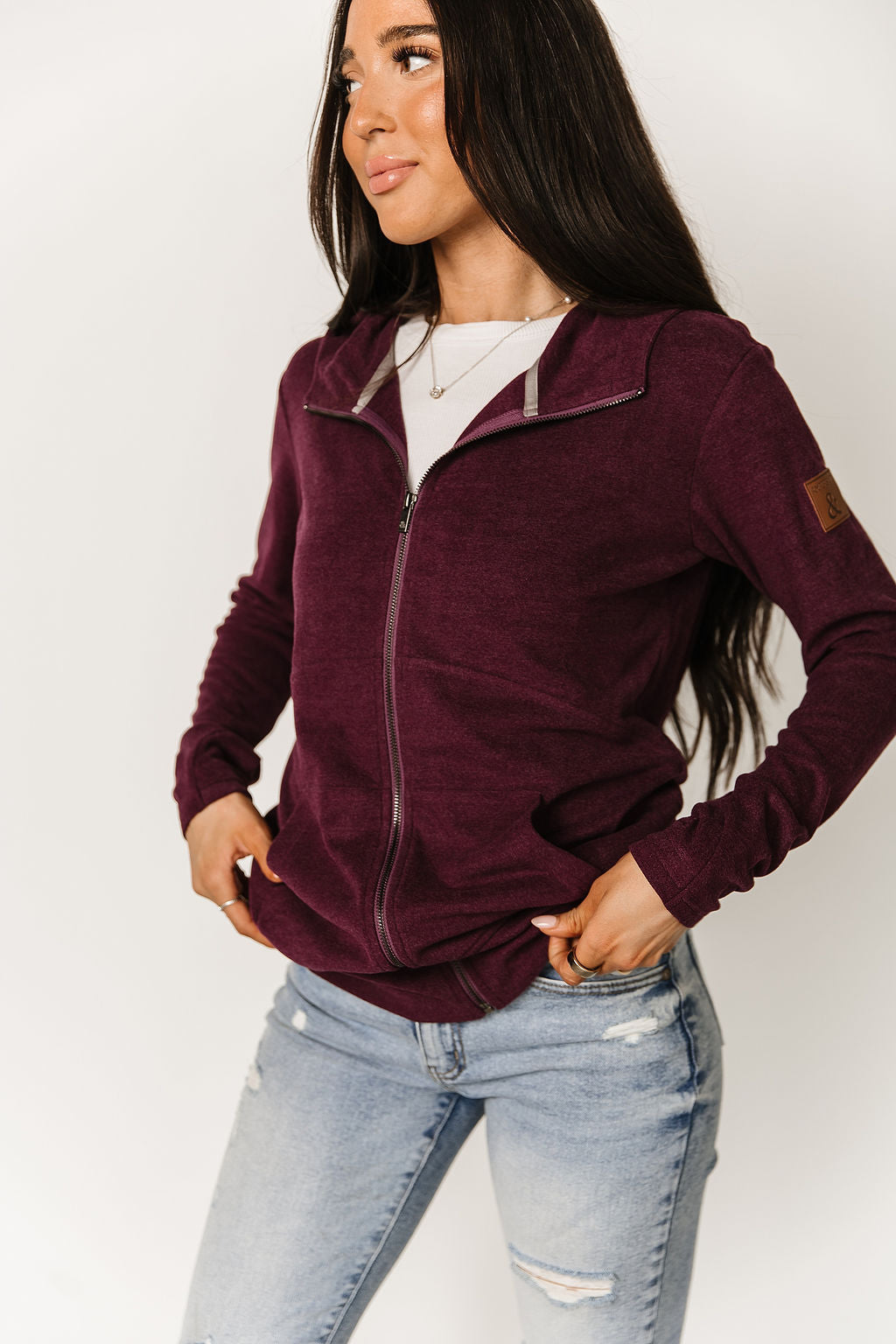 Ampersand Avenue Performance Fleece Full Zip Sweatshirt - Velvet Plum
