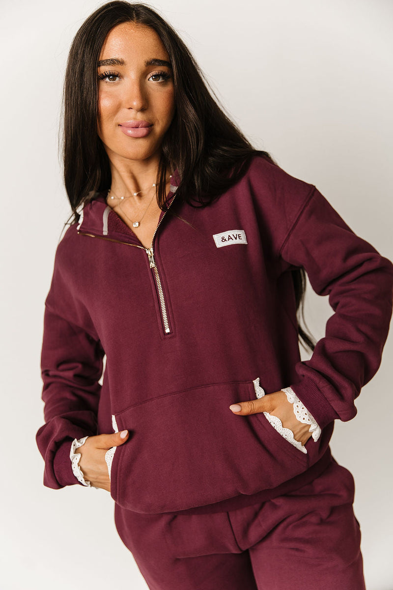 Ampersand Avenue Comfort Zone Half Zip - Maroon Lace
