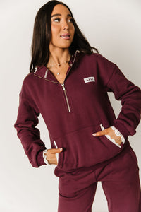 Ampersand Avenue Comfort Zone Half Zip - Maroon Lace
