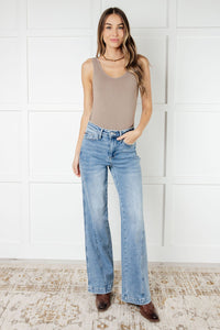 Judy Blue High Rise Side Seam Detail Wide Leg Jeans 88766