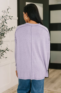 Zenana Heathered Exposed Seam Hi-Low Long Sleeve Top in Lavender