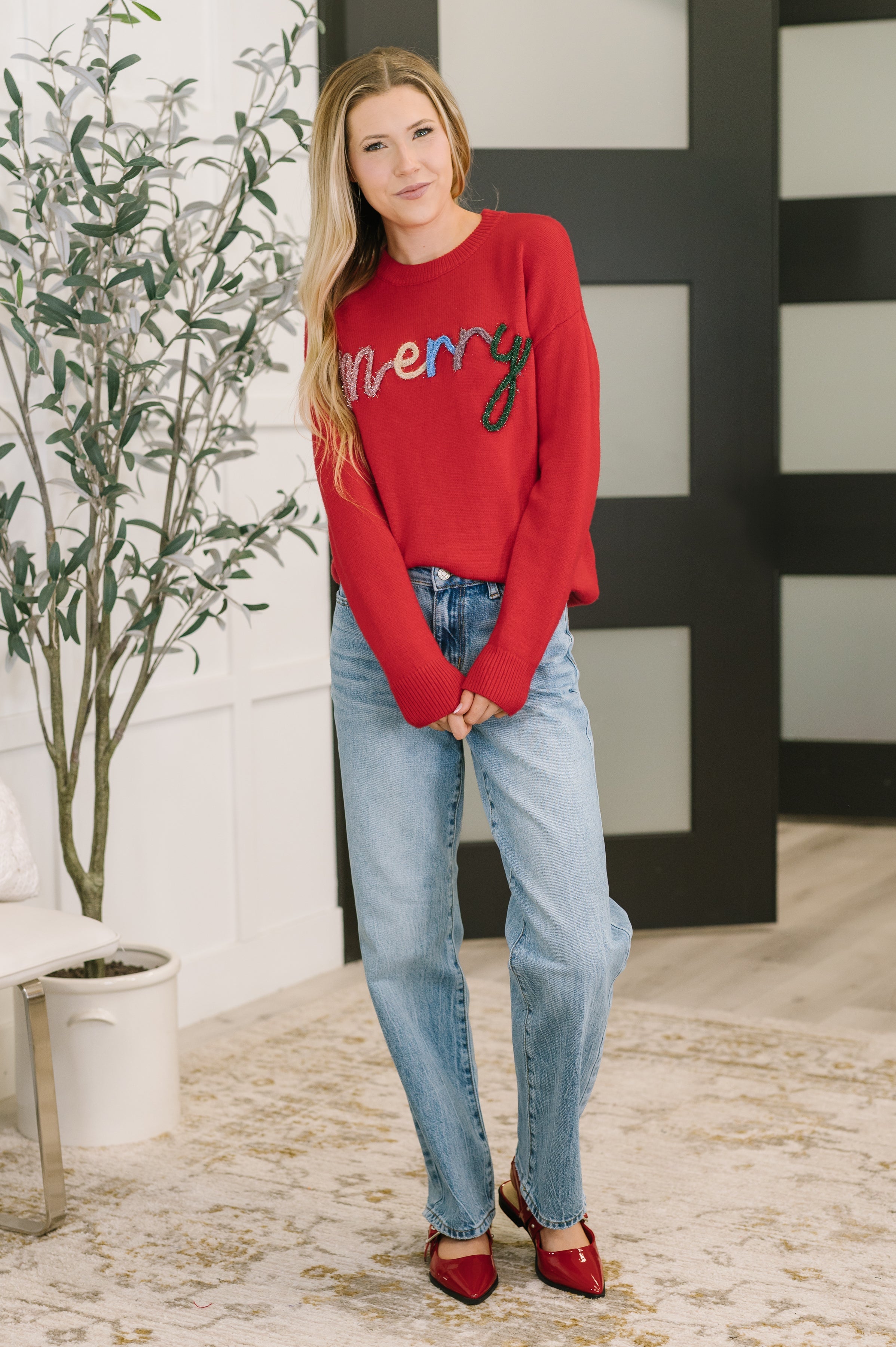 Merry Tinsel Pullover Knit Sweater