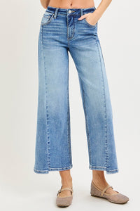 Risen Mid Rise Front Seam Crop Wide Leg Jeans PWC21806