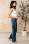 Judy Blue High Rise Control Top Frayed Hem Flare Jeans