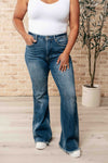 Judy Blue High Rise Control Top Frayed Hem Flare Jeans