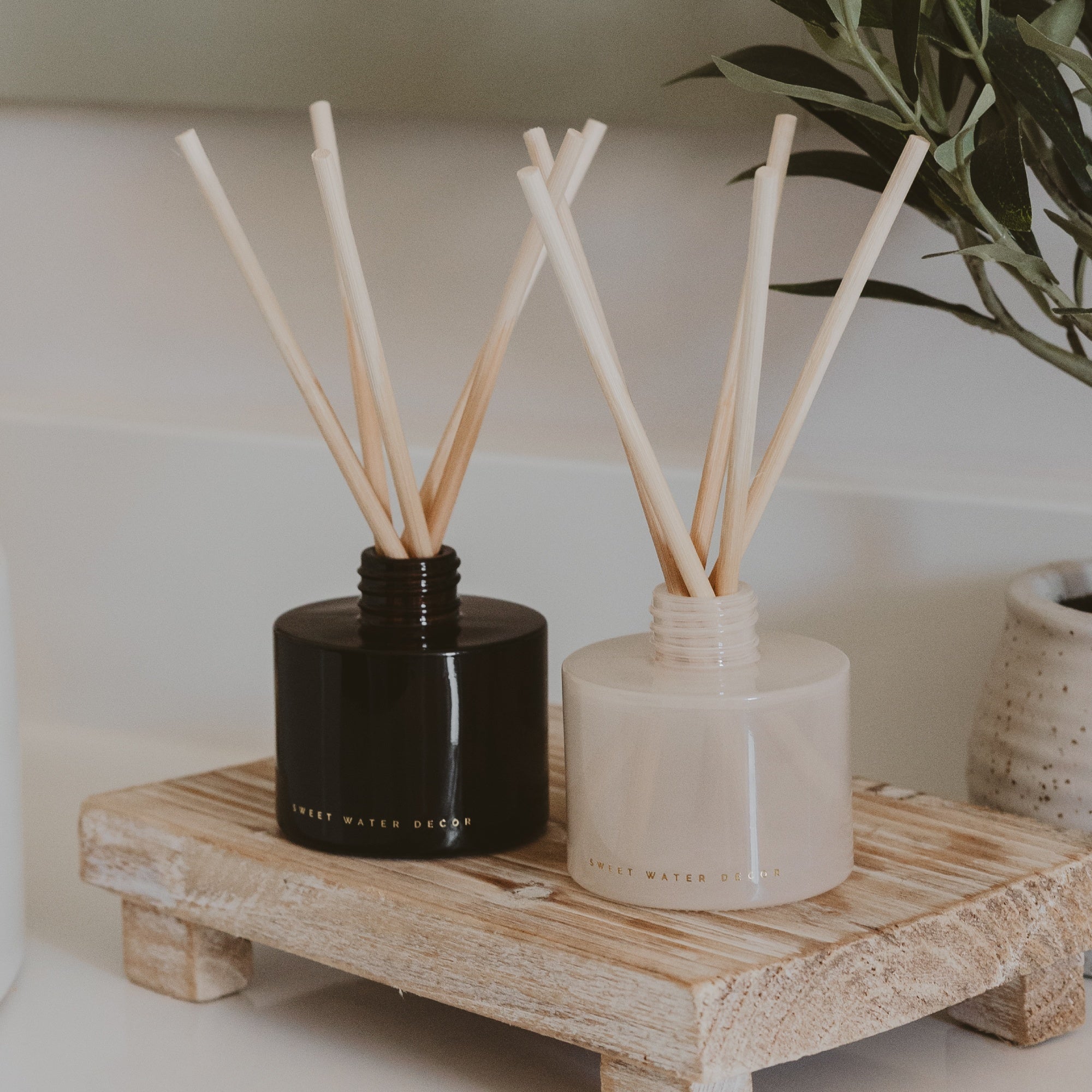 Sweet Water Decor Spa Day White Translucent Tinted Glass Jar Reed Diffuser