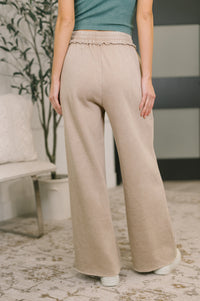 Zenana Acid Wash Fleece Palazzo Sweatpants with Pockets in Ash Mocha