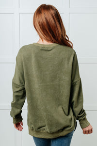 Oversized Side Slit Sweatshirt in Green