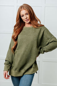 Oversized Mineral Washed Sweatshirt in Green