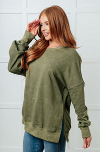 Oversized Mineral Washed Sweatshirt in Green