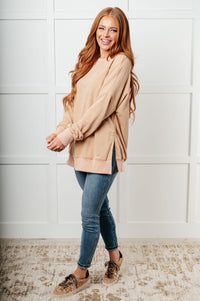 Oversized Mineral Washed Sweatshirt in Khaki