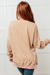 Oversized Mineral Washed Sweatshirt in Khaki