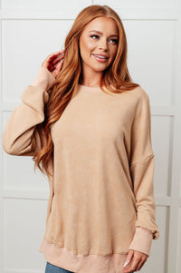 Oversized Mineral Washed Sweatshirt in Khaki
