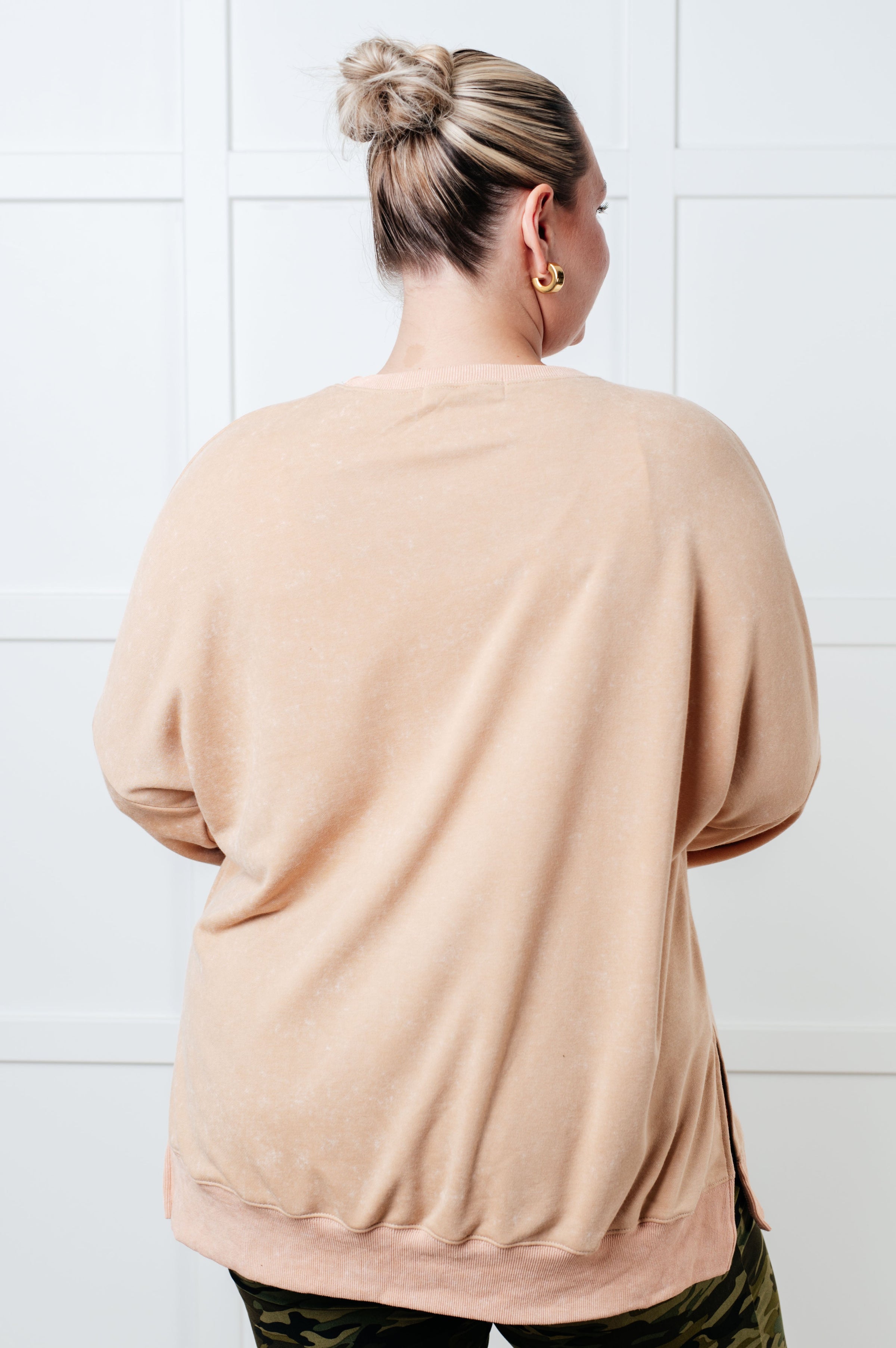 Oversized Mineral Washed Sweatshirt in Khaki