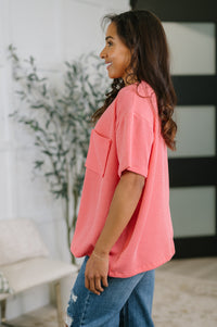 Zenana Textured Boxy Tee in Salmon