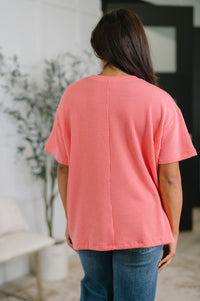 Zenana Textured Boxy Tee in Salmon