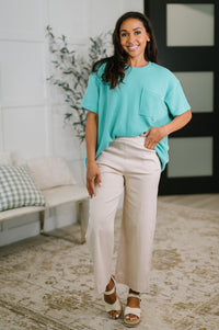 Zenana Textured Boxy Tee in Turquoise