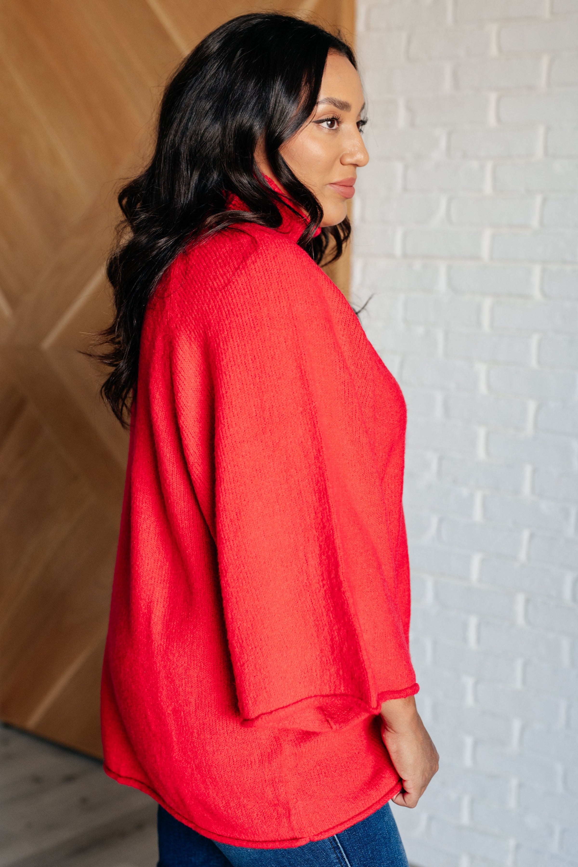 Dolman 3/4 Sleeve Turtleneck Sweater