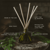 Sweet Water Decor Snow Covered Pines (Fraser Fir) Olive Tinted Glass Jar Reed Diffuser