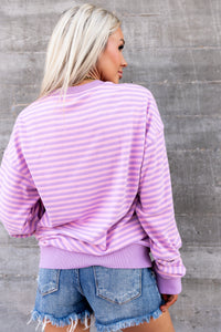 Ampersand Avenue Performance Fleece University Pullover - Orchid Stripe