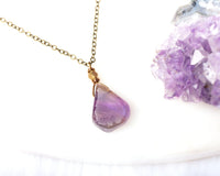 Amethyst Slab Pendant Necklace