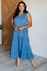 Denim Tiered Maxi Dress