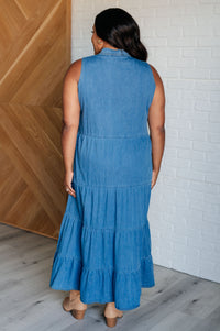 Denim Tiered Maxi Dress