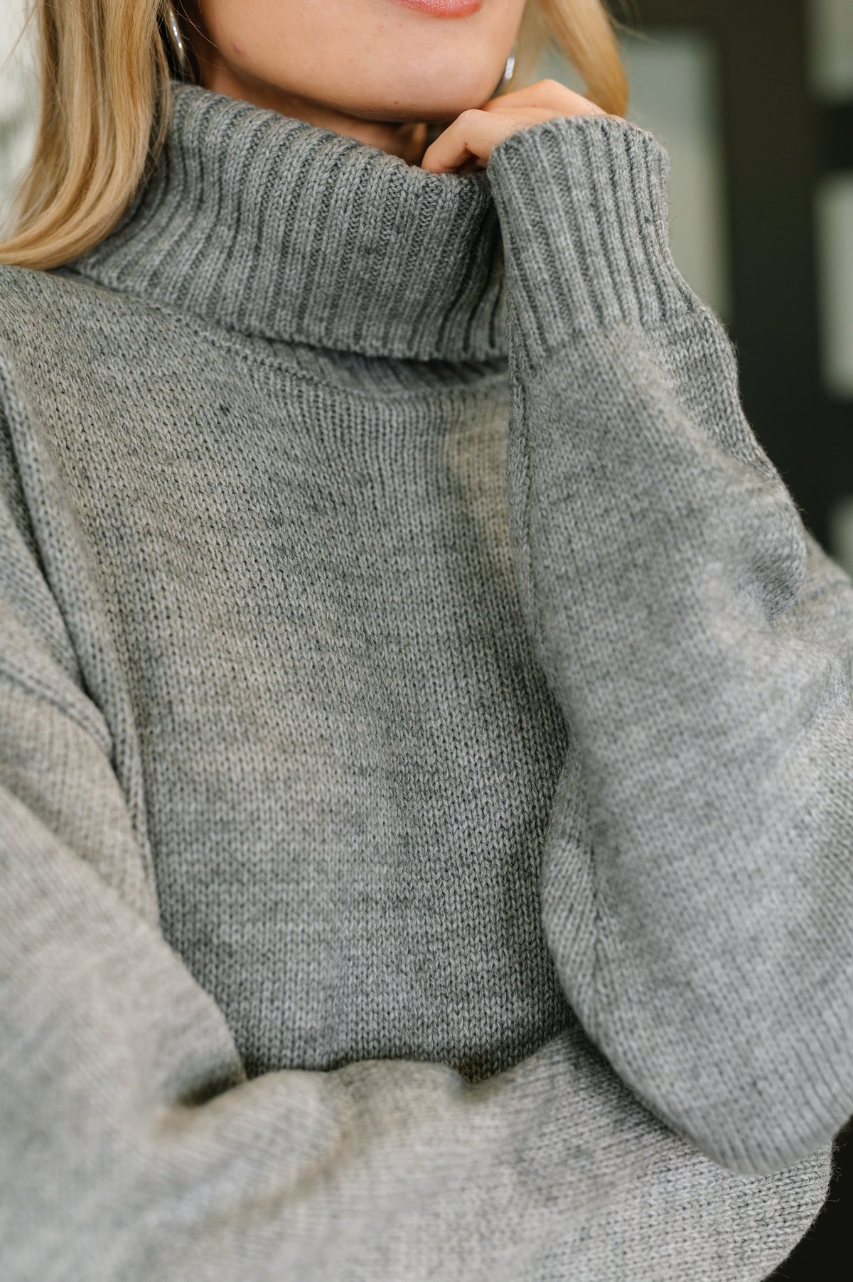 Cozy Companion Turtleneck Dress in Grey