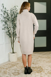 Cozy Companion Turtleneck Dress in Sand Beige