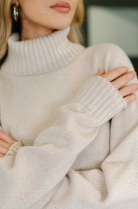 Cozy Companion Turtleneck Dress in Sand Beige