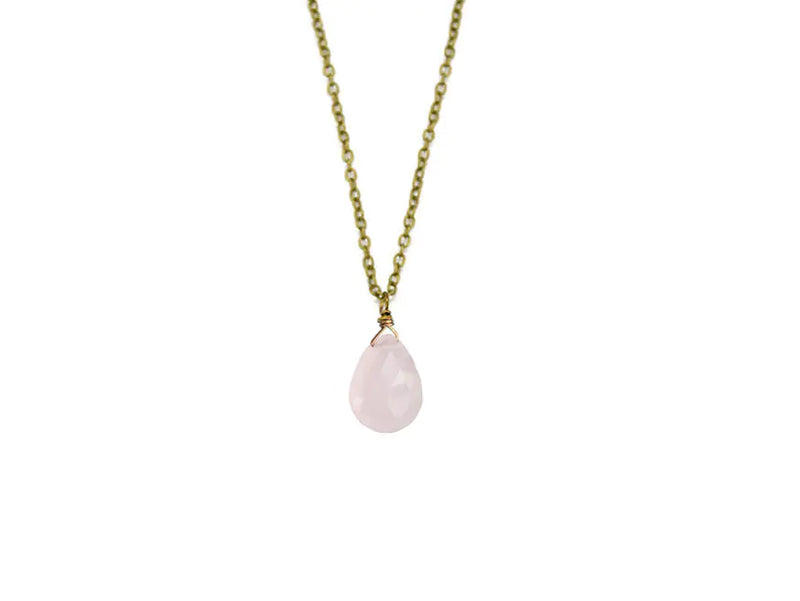 Pink Chalcedony Teardrop Pendant Necklace