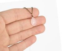 Pink Chalcedony Teardrop Pendant Necklace