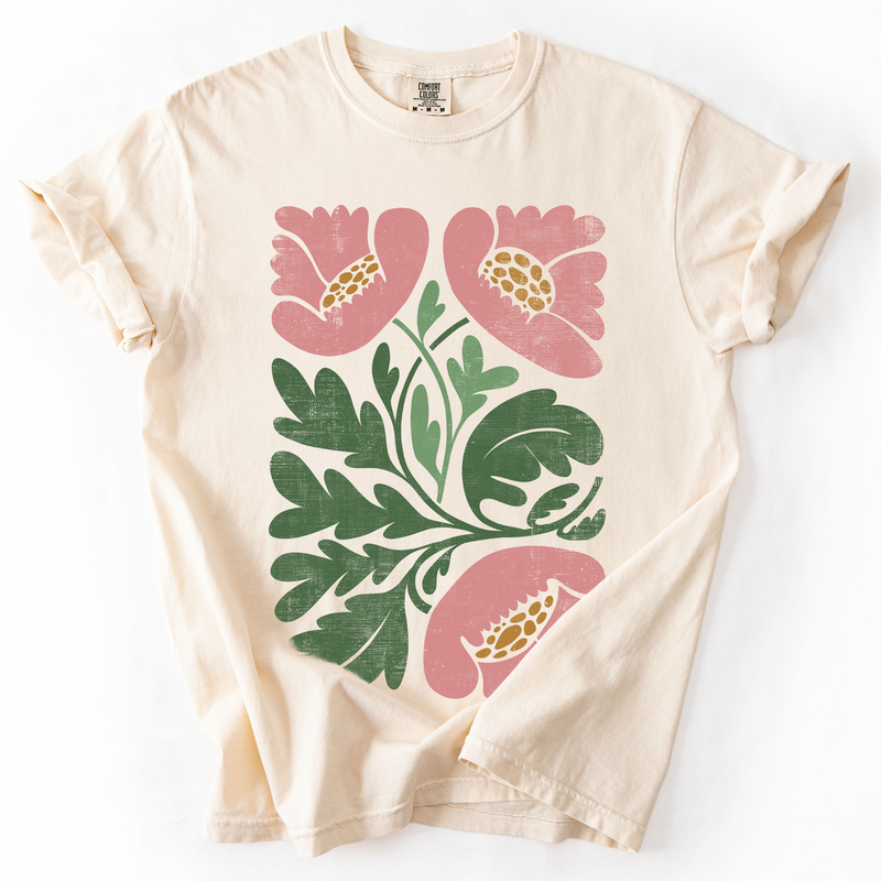 Pink Poppies Comfort Colors Graphic T-Shirt