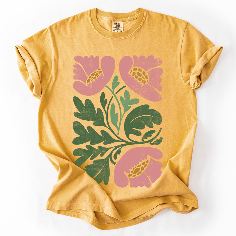 Pink Poppies Comfort Colors Graphic T-Shirt